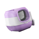 Maxbell Hooded Cat Litter Box with Lid Sturdy Portable Large Pet Litter Box with Lid Purple