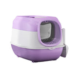 Maxbell Hooded Cat Litter Box with Lid Sturdy Portable Large Pet Litter Box with Lid Purple
