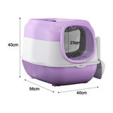 Maxbell Hooded Cat Litter Box with Lid Sturdy Portable Large Pet Litter Box with Lid Purple