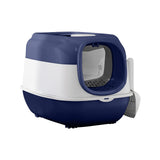 Maxbell Maxbell Hooded Cat Litter Box with Lid Sturdy Portable Large Pet Litter Box with Lid Dark Blue