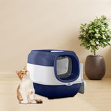 Maxbell Maxbell Hooded Cat Litter Box with Lid Sturdy Portable Large Pet Litter Box with Lid Dark Blue