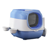 Maxbell Hooded Cat Litter Box Large Cat Toilet Portable Kitten Potty Pet Accessories blue