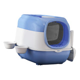 Maxbell Hooded Cat Litter Box Large Cat Toilet Portable Kitten Potty Pet Accessories blue