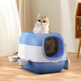 Maxbell Hooded Cat Litter Box Large Cat Toilet Portable Kitten Potty Pet Accessories blue