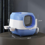 Maxbell Hooded Cat Litter Box Large Cat Toilet Portable Kitten Potty Pet Accessories blue