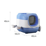 Maxbell Hooded Cat Litter Box Large Cat Toilet Portable Kitten Potty Pet Accessories blue