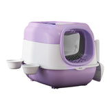 Maxbell Hooded Cat Litter Box Large Cat Toilet Portable Kitten Potty Pet Accessories violet