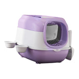 Maxbell Hooded Cat Litter Box Large Cat Toilet Portable Kitten Potty Pet Accessories violet