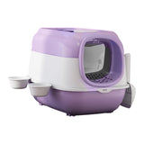 Maxbell Hooded Cat Litter Box Large Cat Toilet Portable Kitten Potty Pet Accessories violet