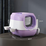 Maxbell Hooded Cat Litter Box Large Cat Toilet Portable Kitten Potty Pet Accessories violet