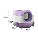 Maxbell Hooded Cat Litter Box Large Cat Toilet Portable Kitten Potty Pet Accessories violet