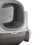 Maxbell Maxbell Hooded Cat Litter Box with Cat Bowls Portable Anti Splashing Pet Litter Tray Gray
