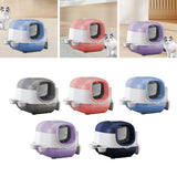 Maxbell Maxbell Hooded Cat Litter Box with Cat Bowls Portable Anti Splashing Pet Litter Tray Gray