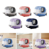 Maxbell Maxbell Hooded Cat Litter Box with Cat Bowls Portable Anti Splashing Pet Litter Tray Gray
