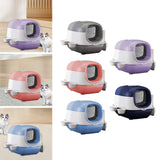 Maxbell Maxbell Hooded Cat Litter Box with Cat Bowls Portable Anti Splashing Pet Litter Tray Gray