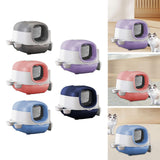 Maxbell Maxbell Hooded Cat Litter Box with Cat Bowls Portable Anti Splashing Pet Litter Tray Gray