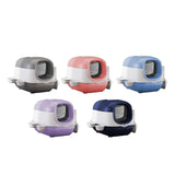 Maxbell Maxbell Hooded Cat Litter Box with Cat Bowls Portable Anti Splashing Pet Litter Tray Gray