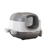 Maxbell Maxbell Hooded Cat Litter Box with Cat Bowls Portable Anti Splashing Pet Litter Tray Gray