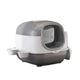Maxbell Maxbell Hooded Cat Litter Box with Cat Bowls Portable Anti Splashing Pet Litter Tray Gray