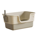 Maxbell Cat Litter Box with Cat Scoop Portable Extra Large Bedpan Cat Toilet Sandbox grey