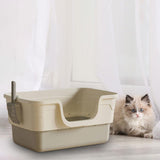 Maxbell Cat Litter Box with Cat Scoop Portable Extra Large Bedpan Cat Toilet Sandbox grey