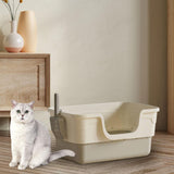 Maxbell Open Top Pet Litter Box with Scoop Pet Cleaner Accessories Bedpan Cat Toilet grey