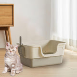 Maxbell Open Top Pet Litter Box with Scoop Pet Cleaner Accessories Bedpan Cat Toilet grey