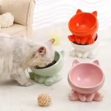 Maxbell Maxbell Ceramic Cat Feeder Bowl Dish Cat Food and Water Raised Bowl for Dry Wet Food white