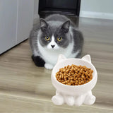 Maxbell Maxbell Ceramic Cat Feeder Bowl Dish Cat Food and Water Raised Bowl for Dry Wet Food white