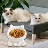 Maxbell Maxbell Ceramic Cat Feeder Bowl Dish Cat Food and Water Raised Bowl for Dry Wet Food white