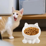 Maxbell Maxbell Ceramic Cat Feeder Bowl Dish Cat Food and Water Raised Bowl for Dry Wet Food white