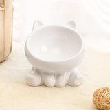 Maxbell Maxbell Ceramic Cat Feeder Bowl Dish Cat Food and Water Raised Bowl for Dry Wet Food white