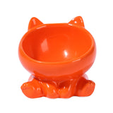 Maxbell Ceramic Cat Feeder Bowl Dish Cat Food and Water Raised Bowl for Dry Wet Food orange