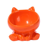 Maxbell Ceramic Cat Feeder Bowl Dish Cat Food and Water Raised Bowl for Dry Wet Food orange