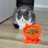 Maxbell Ceramic Cat Feeder Bowl Dish Cat Food and Water Raised Bowl for Dry Wet Food orange