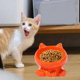 Maxbell Ceramic Cat Feeder Bowl Dish Cat Food and Water Raised Bowl for Dry Wet Food orange