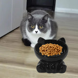 Maxbell Maxbell Ceramic Cat Feeder Bowl Dish Cat Food and Water Raised Bowl for Dry Wet Food black