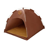 Maxbell Cat Tent Portable Soft Summer Foldable Small Dog Bed for Home Camping Indoor L Brown