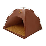 Maxbell Cat Tent Portable Soft Summer Foldable Small Dog Bed for Home Camping Indoor L Brown