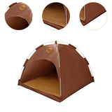 Maxbell Cat Tent Portable Soft Summer Foldable Small Dog Bed for Home Camping Indoor L Brown