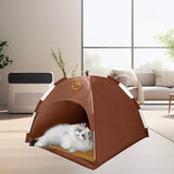 Maxbell Cat Tent Portable Soft Summer Foldable Small Dog Bed for Home Camping Indoor L Brown