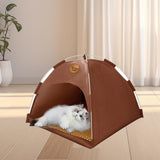 Maxbell Cat Tent Portable Soft Summer Foldable Small Dog Bed for Home Camping Indoor L Brown