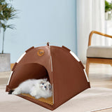 Maxbell Cat Tent Portable Soft Summer Foldable Small Dog Bed for Home Camping Indoor L Brown