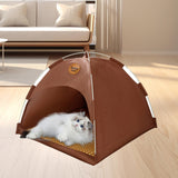 Maxbell Cat Tent Portable Soft Summer Foldable Small Dog Bed for Home Camping Indoor L Brown