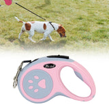 Maxbell Retractable Dog Leash Single Handed Fast Lock Braking System Dogs Cats Rope pink dog paw 5m