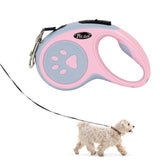 Maxbell Retractable Dog Leash Single Handed Fast Lock Braking System Dogs Cats Rope pink dog paw 5m