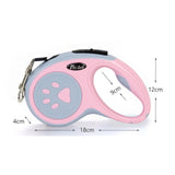 Maxbell Retractable Dog Leash Single Handed Fast Lock Braking System Dogs Cats Rope pink dog paw 5m