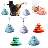 Maxbell Cat Toy Roller 3 Level Kitty Exercise Toys for Chasing Kitten Scratching Blue with Feather