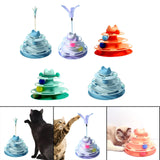 Maxbell Cat Toy Roller 3 Level Kitty Exercise Toys for Chasing Kitten Scratching Blue with Feather