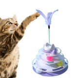 Maxbell Cat Toy Roller 3 Level Kitty Exercise Toys for Chasing Kitten Scratching Violet with Feather